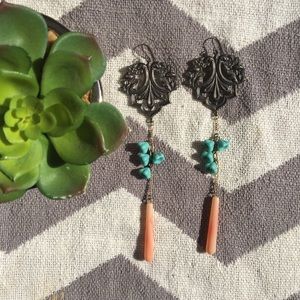 Urban Outfitters turquoise coral flower ea…